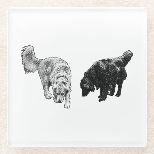 Afterglow Dot Sip — Retriever Duo Glazen Onderzetter (Voorkant)