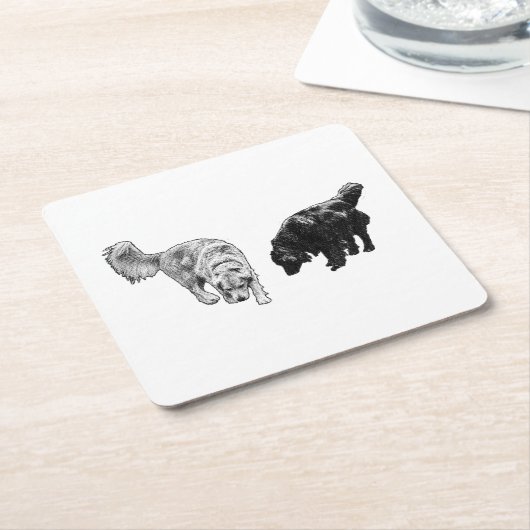 Afterglow Dot Sip — Retriever Duo Kartonnen Onderzetters (Schuin)