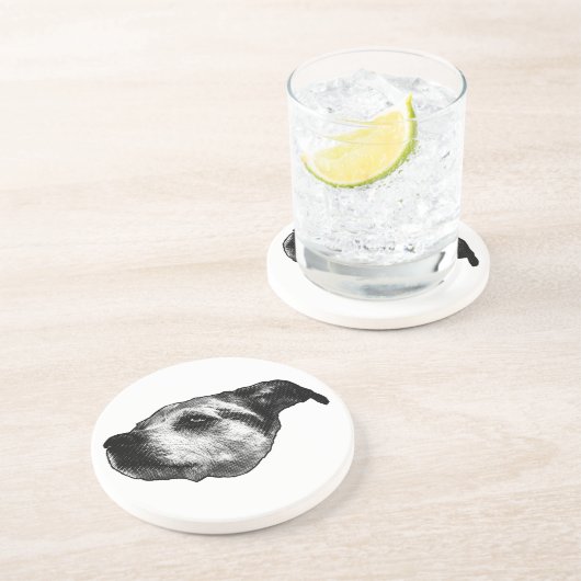 Afterglow Dot Sip — Terriër Zandsteen Onderzetter (Zijkant)