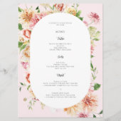 Afterglow Floral Garden Blooms Trouwmenu Menu (Voorkant)