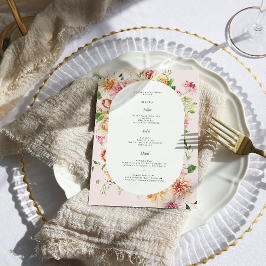 Afterglow Floral Garden Blooms Trouwmenu Menu