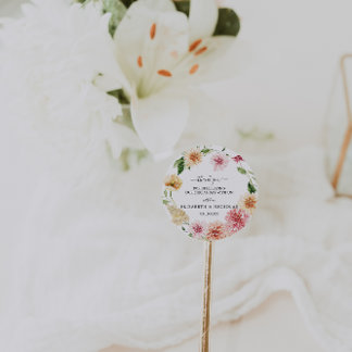 Afterglow Floral Garden | Wedding Favor Ronde Sticker