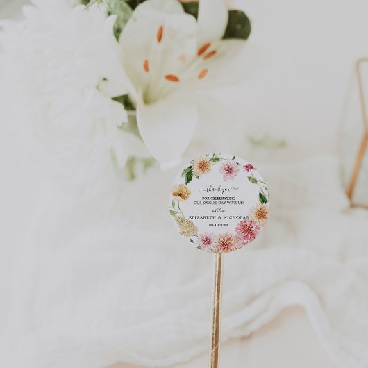 Afterglow Floral Garden | Wedding Favor Ronde Sticker