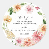 Afterglow Floral Garden | Wedding Favor Ronde Sticker (Voorkant)