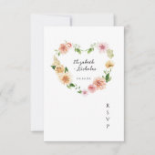 Afterglow Garden Floral Heart QR Code Wedding RSVP Kaartje (Voorkant)