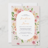 Afterglow Garden Floral Oval Frame Wedding Kaart (Voorkant)