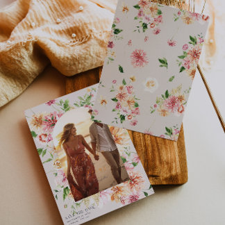 Afterglow Garden Floral Photo Save the Date