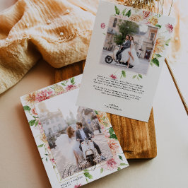 Afterglow Garden Floral Wedding Photo Thank You Bedankkaart