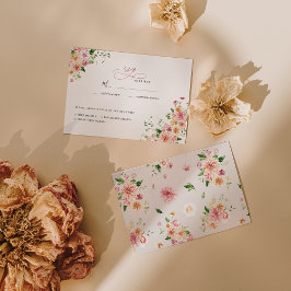 Afterglow Garden Floral Wedding RSVP Kaartje