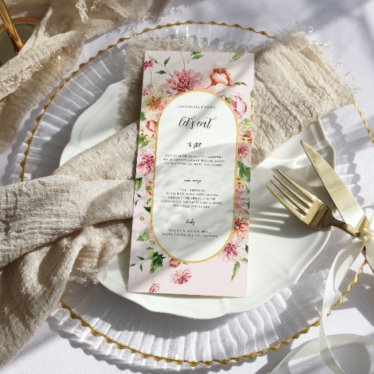 Afterglow Garden Florals Trouwmenu Menu