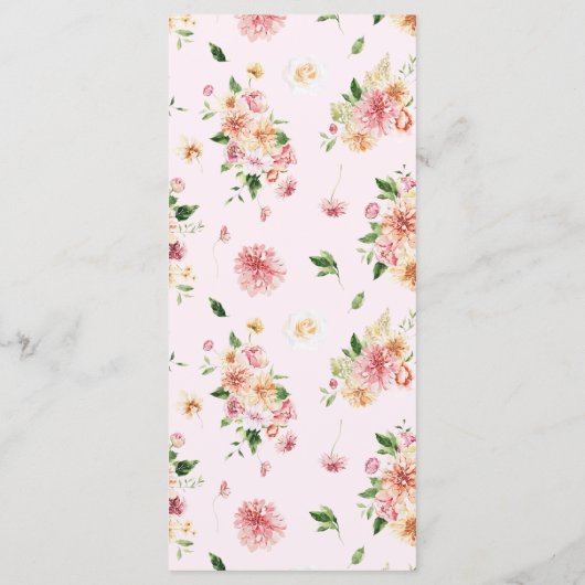 Afterglow Garden Florals Wedding Menu (Achterkant)