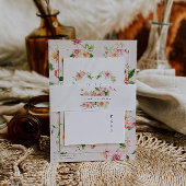Afterglow Monogram | Romantic Floral Wedding Uitnodigingen Wikkel