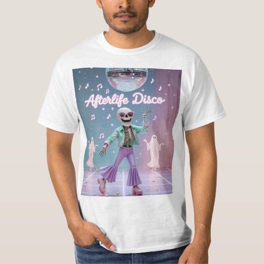 Afterlife Disco – Groovy Skeleton Dance in Pastel  T-shirt (Voorkant)