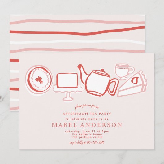 Aftermiddag Baby shower Kaart (Voorkant / Achterkant)