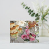Aftermiddag Briefkaart cones roze bloemen teapot (Staand voorkant)