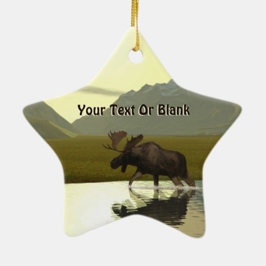 Aftermiddag Moose Keramisch Ornament (Achterkant)