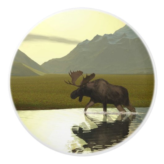 Aftermiddag Moose Keramische Knop (Voorkant)