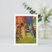 Aftermiddag Tea Cats, Louis Wain Briefkaart (Staand voorkant)