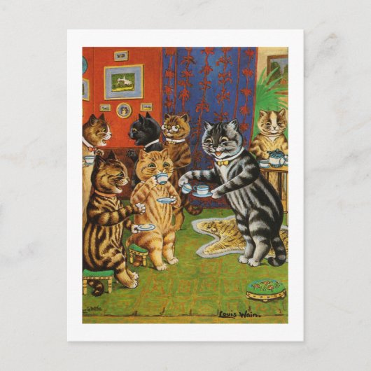 Aftermiddag Tea Cats, Louis Wain Briefkaart (Voorkant)