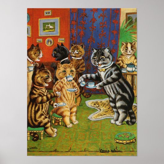 Aftermiddag Tea Cats, Louis Wain Poster (Voorkant)