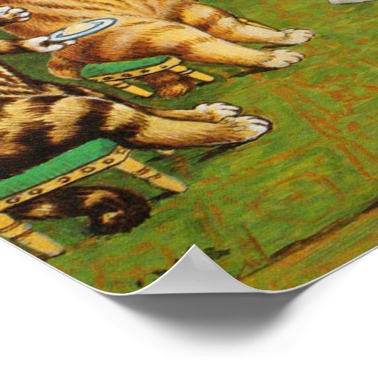 Aftermiddag Tea Cats, Louis Wain Poster (Hoek)