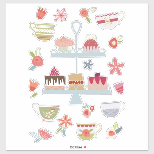 Aftermiddag Tea en Cakes Sticker (Vel)