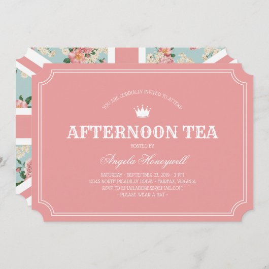 Aftermiddag Tea English Rozen UK Flag Kaart (Voorkant / Achterkant)