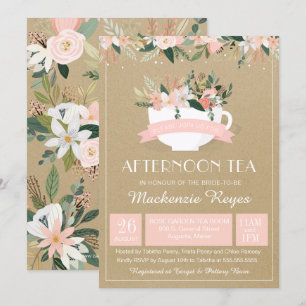 Aftermiddag Tea Floral Teacup Blush Vrijgezellenfe Kaart