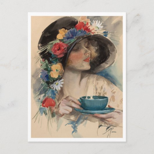 Aftermiddag Tea, Harrison Fisher Briefkaart (Voorkant)