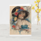 Aftermiddag Tea, Harrison Fisher Kaart (Gele Bloem)
