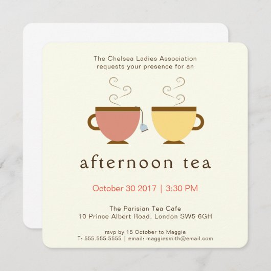 Aftermiddag Tea Kaart (Voorkant / Achterkant)