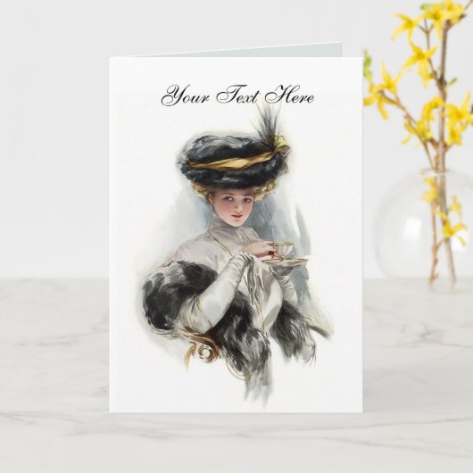 Aftermiddag Tea Lady Kaart (Gele Bloem)