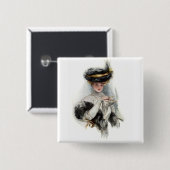 Aftermiddag Tea Lady Vierkante Button 5,1 Cm (Voorkant /achterkant)