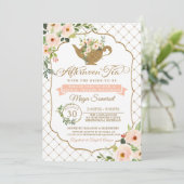 Aftermiddag Tea Luxury Blush Floral Vrijgezellenfe Kaart (Staand voorkant)