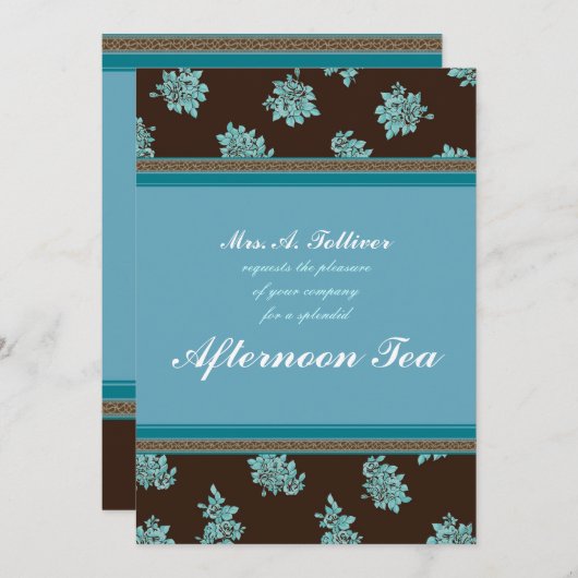 Aftermiddag Tea Modern Chintz Uitnodiging (Voorkant / Achterkant)