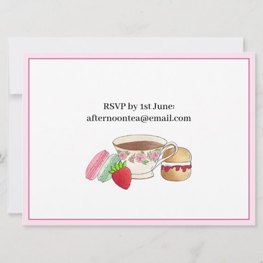 Aftermiddag Tea Party Vrijgezellenfeest Macarons T Kaart (Achterkant)