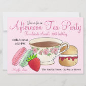 Aftermiddag Tea Party Vrijgezellenfeest Macarons T Kaart (Voorkant)
