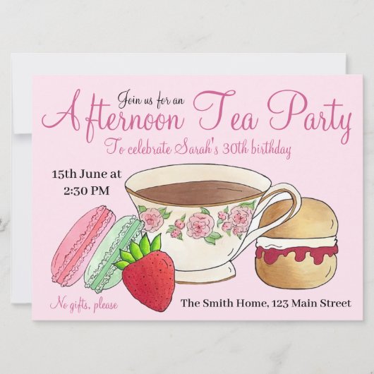 Aftermiddag Tea Party Vrijgezellenfeest Macarons T Kaart (Voorkant)