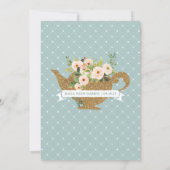 Aftermiddag Tea Turquoise Blue Floral Vrijgezellen Kaart (Achterkant)