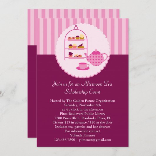 Aftermiddag Tea-uitnodiging Kaart (Voorkant / Achterkant)