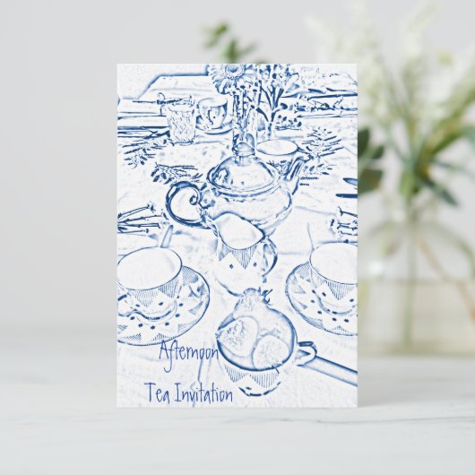 Aftermiddag Tea-uitnodiging Kaart (Staand voorkant)