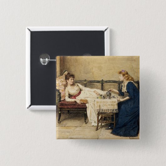 Aftermiddag Tea Vierkante Button 5,1 Cm (Voorkant /achterkant)