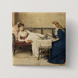 Aftermiddag Tea Vierkante Button 5,1 Cm