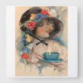 Aftermiddag Tea Vierkante Klok (Voorkant)