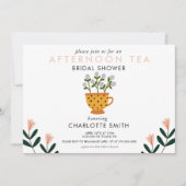 Aftermiddag Vrijgezellenfeest van Tea Pink Floral Kaart (Voorkant)