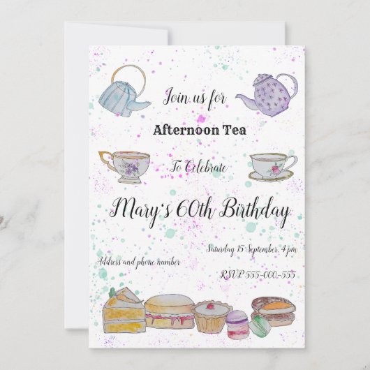 Aftermiddag Waterverf Tea Kaart (Voorkant)