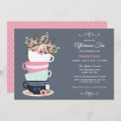 Aftermiddags Tea Bridal Shower | Blauw roze Kaart (Voorkant / Achterkant)