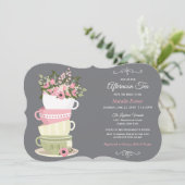 Aftermiddags Tea Bridal Shower Kaart (Staand voorkant)