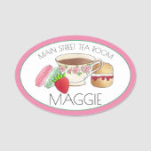 Aftermiddags Tea Party Macarons Teacup Teahouse Sh Naamplaatje (Voorkant)