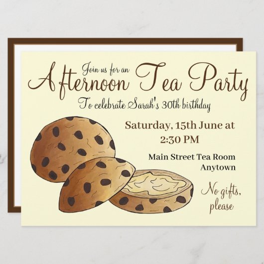 Aftermiddags Tea Party Shower British Teacakes Cak Kaart (Voorkant / Achterkant)